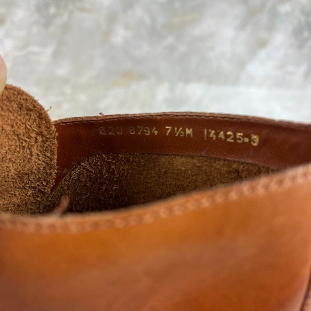 Vintage Hunt Club Tan Leather Lace Up Ankle Boots Womens Size 7.5 Brogue Wingtip - Picture 8 of 12